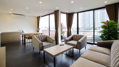 Balcony & Terrace 02 bedroom apartment at high floor for rent in Tay Ho