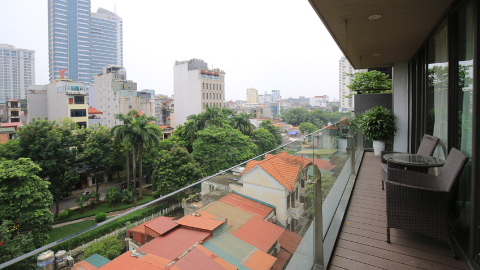 Balcony and Big Terrace 02 bedroom apartment in Truc Bach for rent