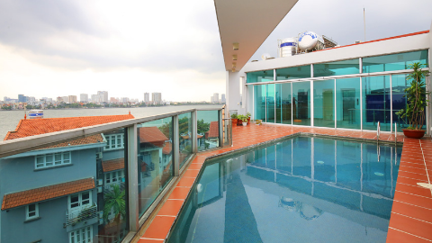 Unique & nice rooftop with 05 bedroom house for rent in Tay Ho