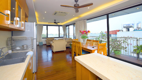 Lakeview and Balcony 03 bedroom apartment for rent in Tay Ho