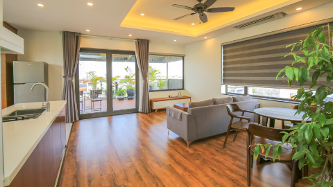 Open view big balcony one bedroom apartment for rent in Tay Ho Hanoi