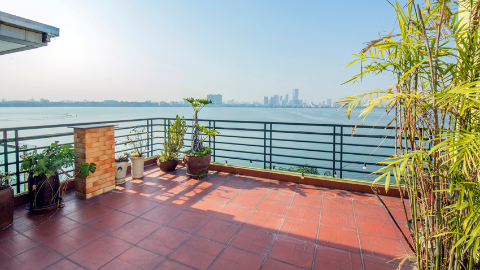 Big terrace with amazing lakeview 02 bedroom apartment for rent in Tay Ho