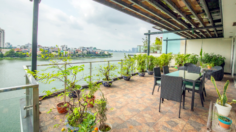 Over lakeview and big terrace 03 bedroom apartment for rent in Tay Ho