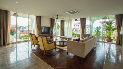 Indochina concept and spacious 04 bedroom apartment for rent in Tay Ho