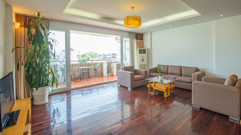 Spacious balcony 2 bedroom apartment in Truc Bach for rent