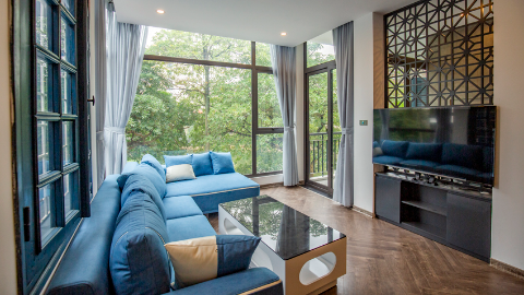 Peaceful new 2 bedroom apartment with a big balcony in Tay Ho for rent