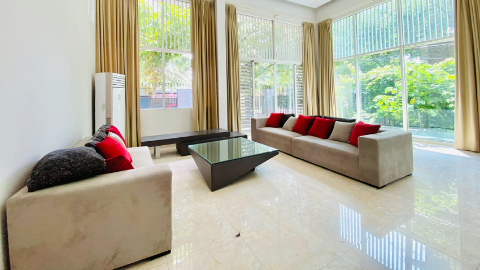 Modern style  courtyard 5 bedroom villa with lake view in Tay Ho for rent