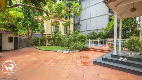 Garden with outdoor space with great 5 bedroom villa in Tay Ho west lake for rent