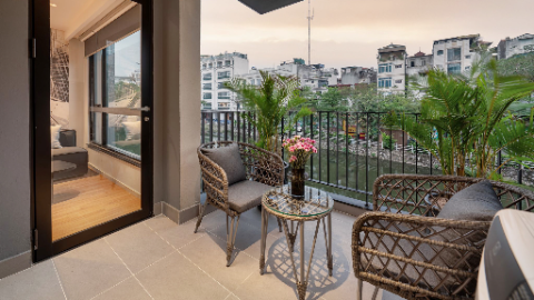Brandnew with balcony over the lake 02 bedroom apartment for rent in truc bach