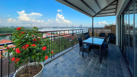 Big terrace with lakeview 03 bedroom apartment for rent in Tay Ho West lake