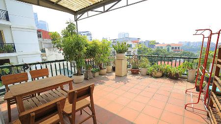 Terrace 02 bedrooms apartment rent in Truc bach area Hanoi