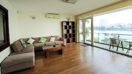Lake view apartment for rent in Tay ho, livingroom facing to the lake
