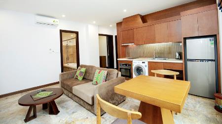 Yard and zen style 01 bedroom apartment in Xuan Dieu, Tay Ho