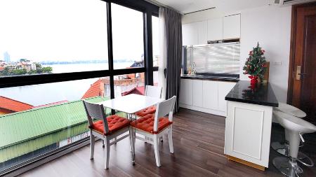 Open view one bedroom apartment for rent in Tay Ho with balcony