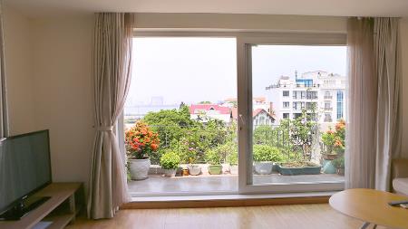 Big balcony 01 bedroom apartment for rent in To Ngoc Van, beyond lake view